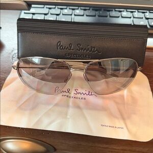 Paul Smith PS-815 silver-toned Metallic Aviator Sunglasses w/logo case cloth.